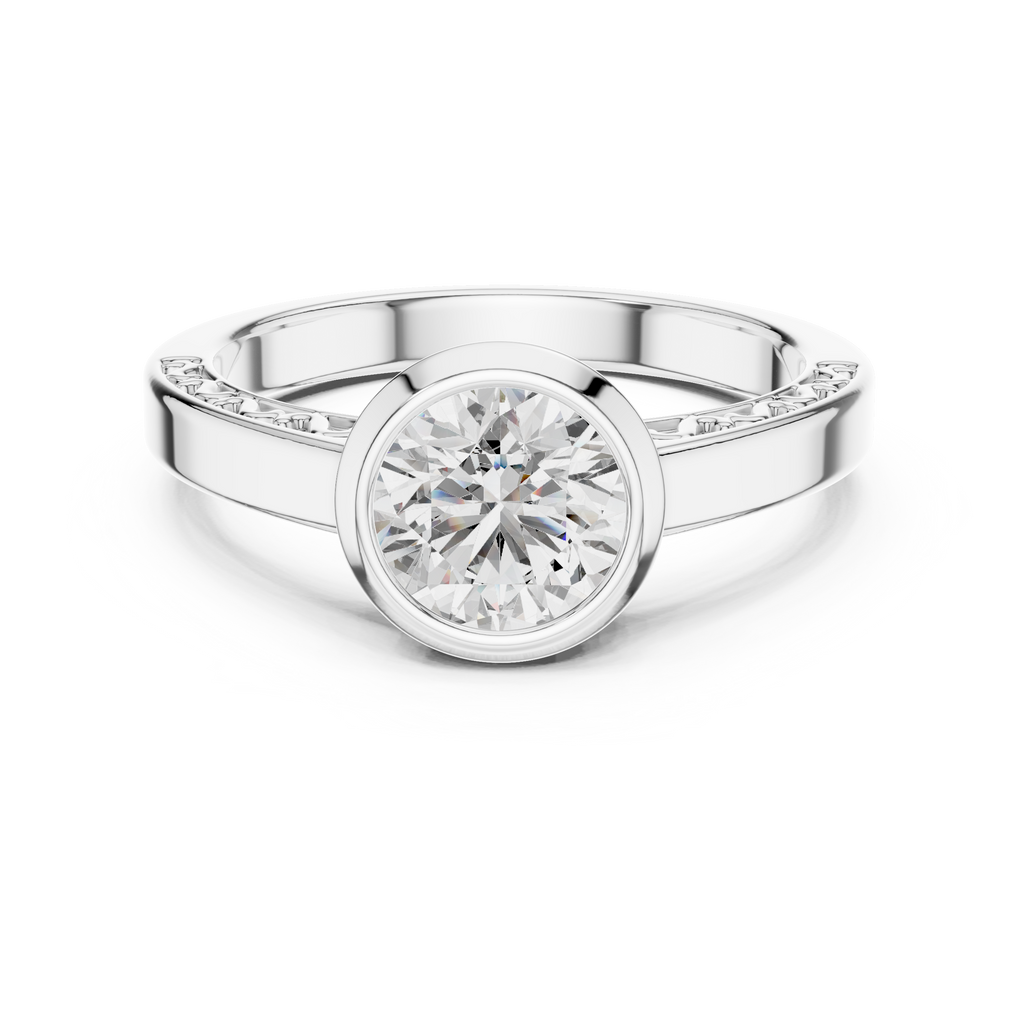 The Clara 1 Ct. Round Bezel-Set Diamond Ring in 14K Gold — Certified Solitaire — Handcrafted