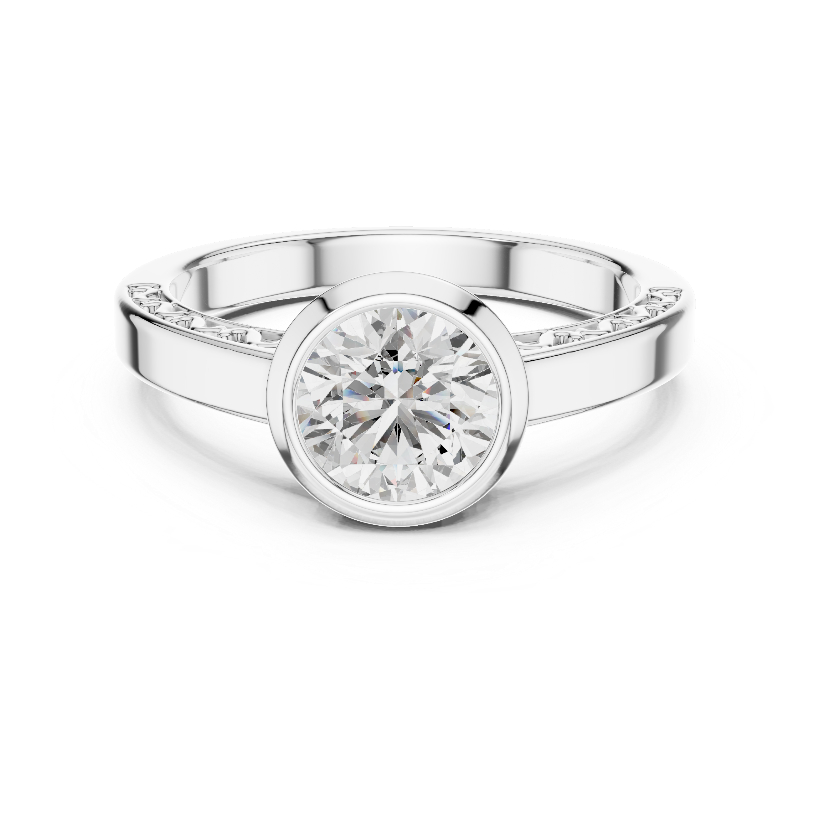 The Clara 1 Ct. Round Bezel-Set Diamond Ring in 14K Gold — Certified Solitaire — Handcrafted