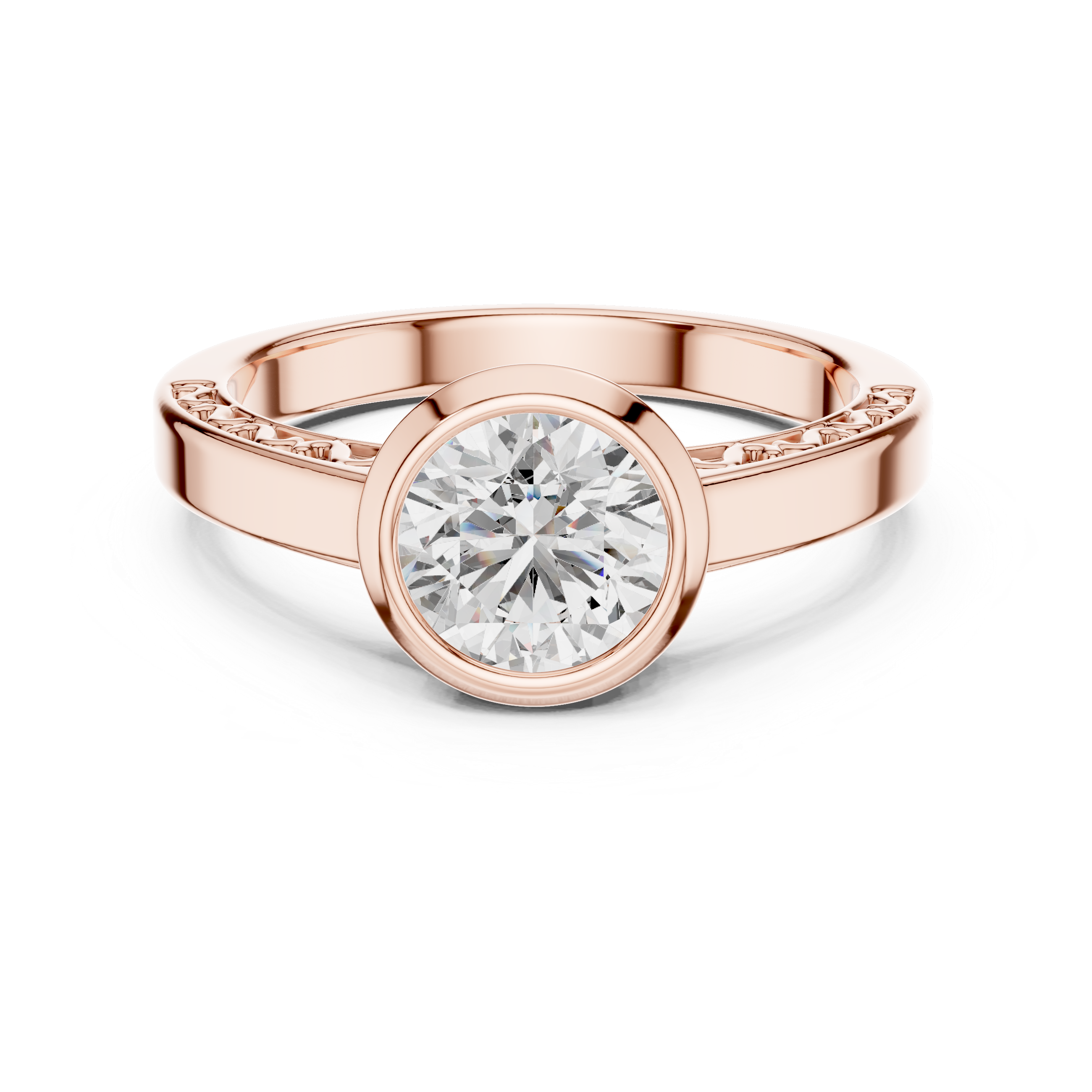 The Clara 1 Ct. Round Bezel-Set Diamond Ring in 14K Gold — Certified Solitaire — Handcrafted