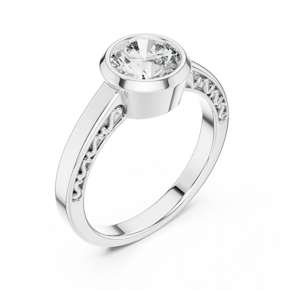 The Clara 1 Ct. Round Bezel-Set Diamond Ring in 14K Gold — Certified Solitaire — Handcrafted