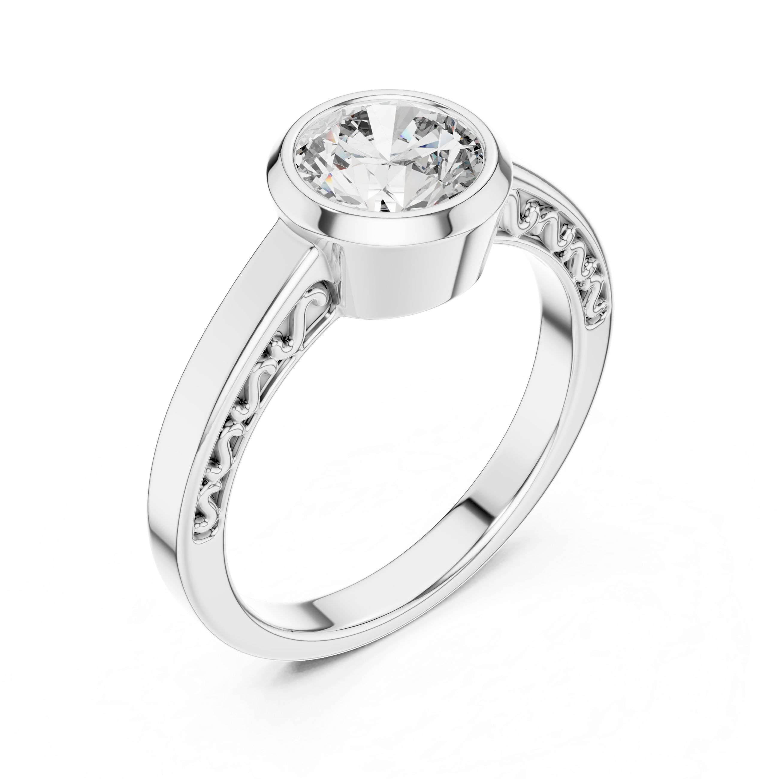The Clara 1 Ct. Round Bezel-Set Diamond Ring in 14K Gold — Certified Solitaire — Handcrafted