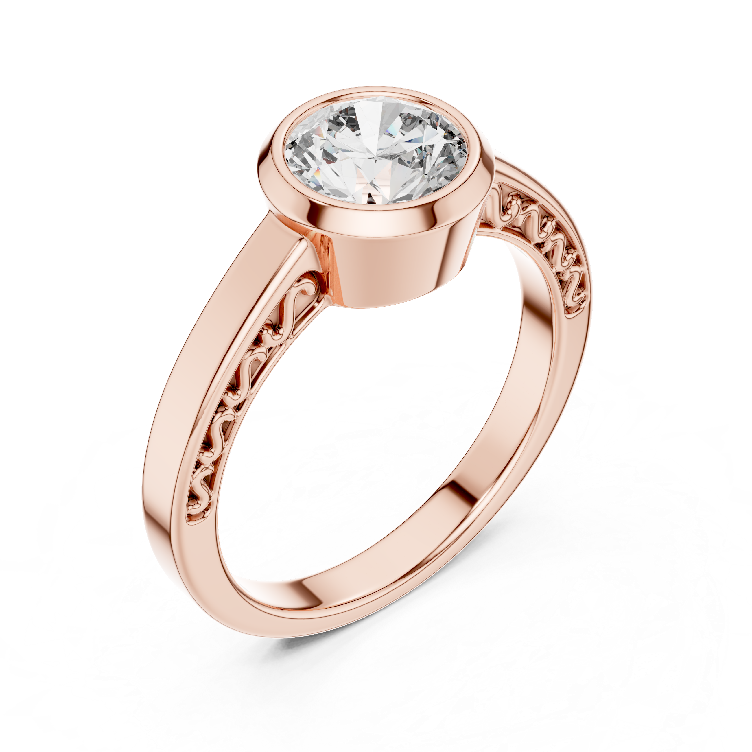 The Clara 1 Ct. Round Bezel-Set Diamond Ring in 14K Gold — Certified Solitaire — Handcrafted