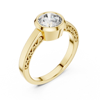 The Clara 1 Ct. Round Bezel-Set Diamond Ring in 14K Gold — Certified Solitaire — Handcrafted