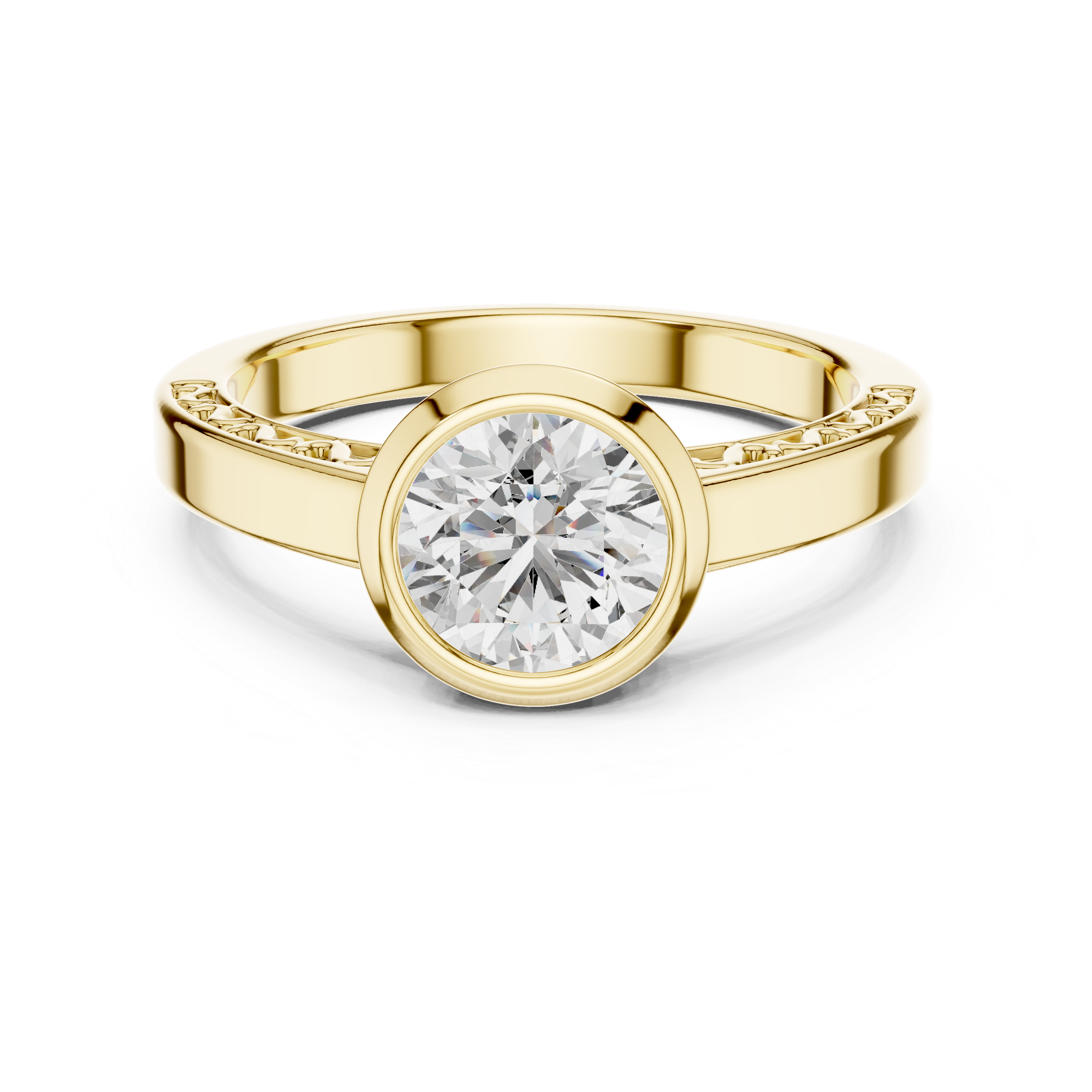 The Clara 1 Ct. Round Bezel-Set Diamond Ring in 14K Gold — Certified Solitaire — Handcrafted
