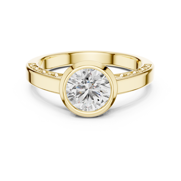 The Clara 1 Ct. Round Bezel-Set Diamond Ring in 14K Gold — Certified Solitaire — Handcrafted