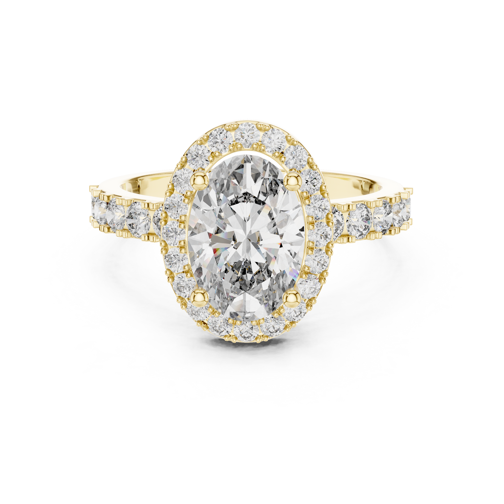 The Victoria 2 Ct. Oval Diamond Halo Engagement Ring in 14K Gold —Certified Solitaire — Handcrafted