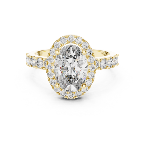 The Victoria 2 Ct. Oval Diamond Halo Engagement Ring in 14K Gold —Certified Solitaire — Handcrafted