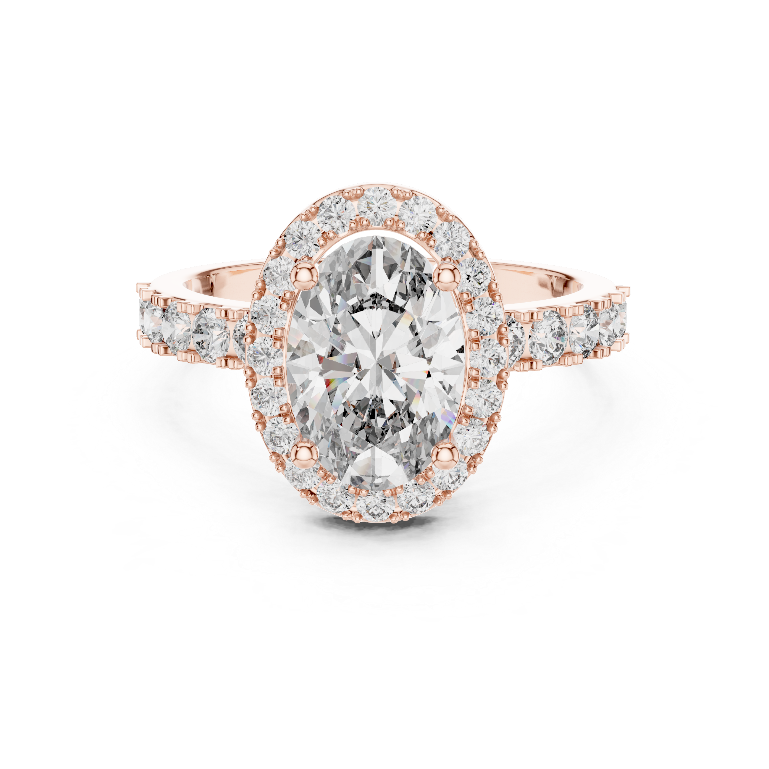 The Victoria 2 Ct. Oval Diamond Halo Engagement Ring in 14K Gold —Certified Solitaire — Handcrafted