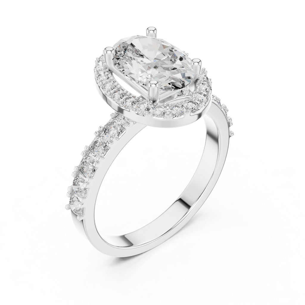 The Victoria 2 Ct. Oval Diamond Halo Engagement Ring in 14K Gold —Certified Solitaire — Handcrafted