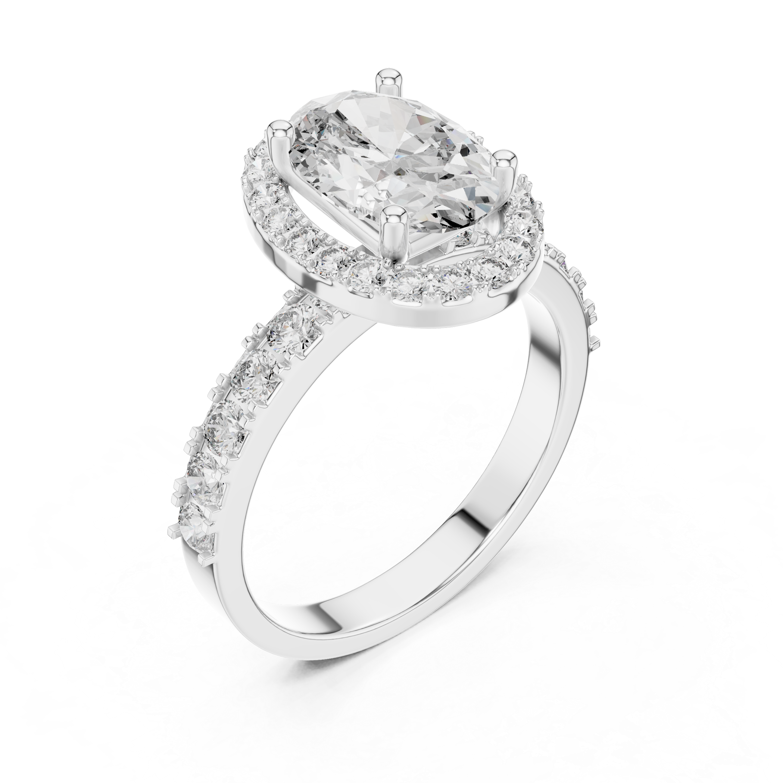 The Victoria 2 Ct. Oval Diamond Halo Engagement Ring in 14K Gold —Certified Solitaire — Handcrafted