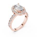 The Victoria 2 Ct. Oval Diamond Halo Engagement Ring in 14K Gold —Certified Solitaire — Handcrafted