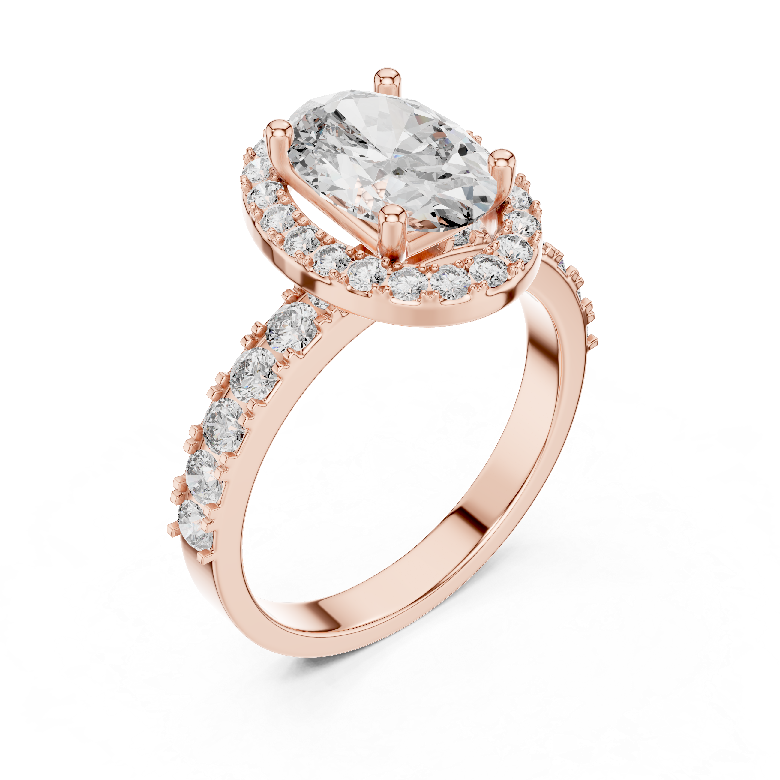 The Victoria 2 Ct. Oval Diamond Halo Engagement Ring in 14K Gold —Certified Solitaire — Handcrafted