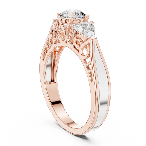 The Valencia 3.00 Ct. T.W. Vintage Two-Tone Round and Trillion Three-Stone Diamond Ring — Certified — Handcrafted