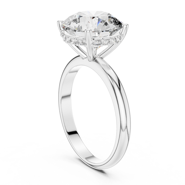 The Empress 5.00 Ct. Round Brilliant Cut Diamond Ring with Hidden Halo in 14K Gold — Certified — Handcrafted