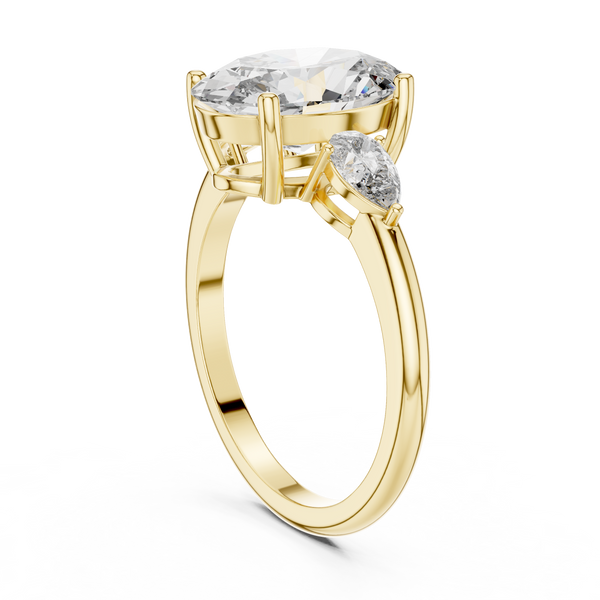 The Seraphina 2.50 Ct. T.W. Oval and Pear Three-Stone Diamond Ring in 14K Gold — Certified — Handcrafted