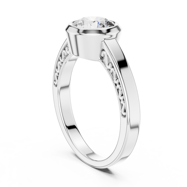 1 Ct. Round Bezel-Set Diamond Ring in 14K Gold — Certified Solitaire — Handcrafted