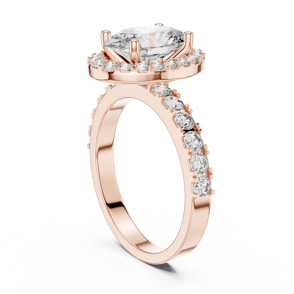 2 Ct. Oval Diamond Halo Engagement Ring in 14K Gold —Certified Solitaire — Handcrafted