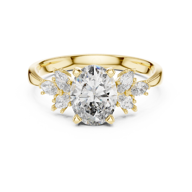 The Avery 2.50 Ct. T.W. Oval and Marquise Three-Stone Diamond Ring — Certified — Handcrafted Hover Image