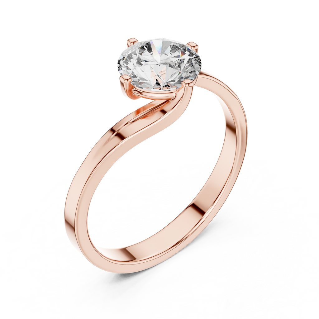 The Celeste 1.00 Ct. Round Brilliant Cut Solitaire Diamond Ring in 14K Gold — Certified — Handcrafted