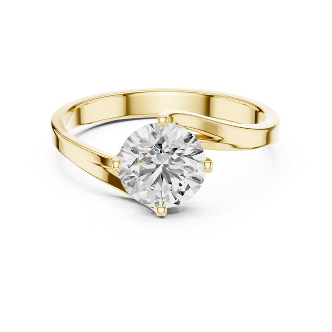 The Celeste 1.00 Ct. Round Brilliant Cut Solitaire Diamond Ring in 14K Gold — Certified — Handcrafted Hover Image