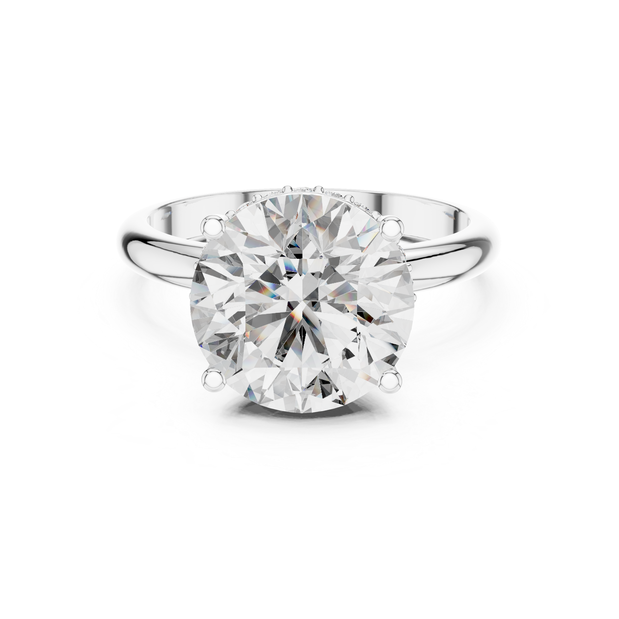 The Empress 5.00 Ct. Round Brilliant Cut Diamond Ring with Hidden Halo in 14K Gold — Certified — Handcrafted