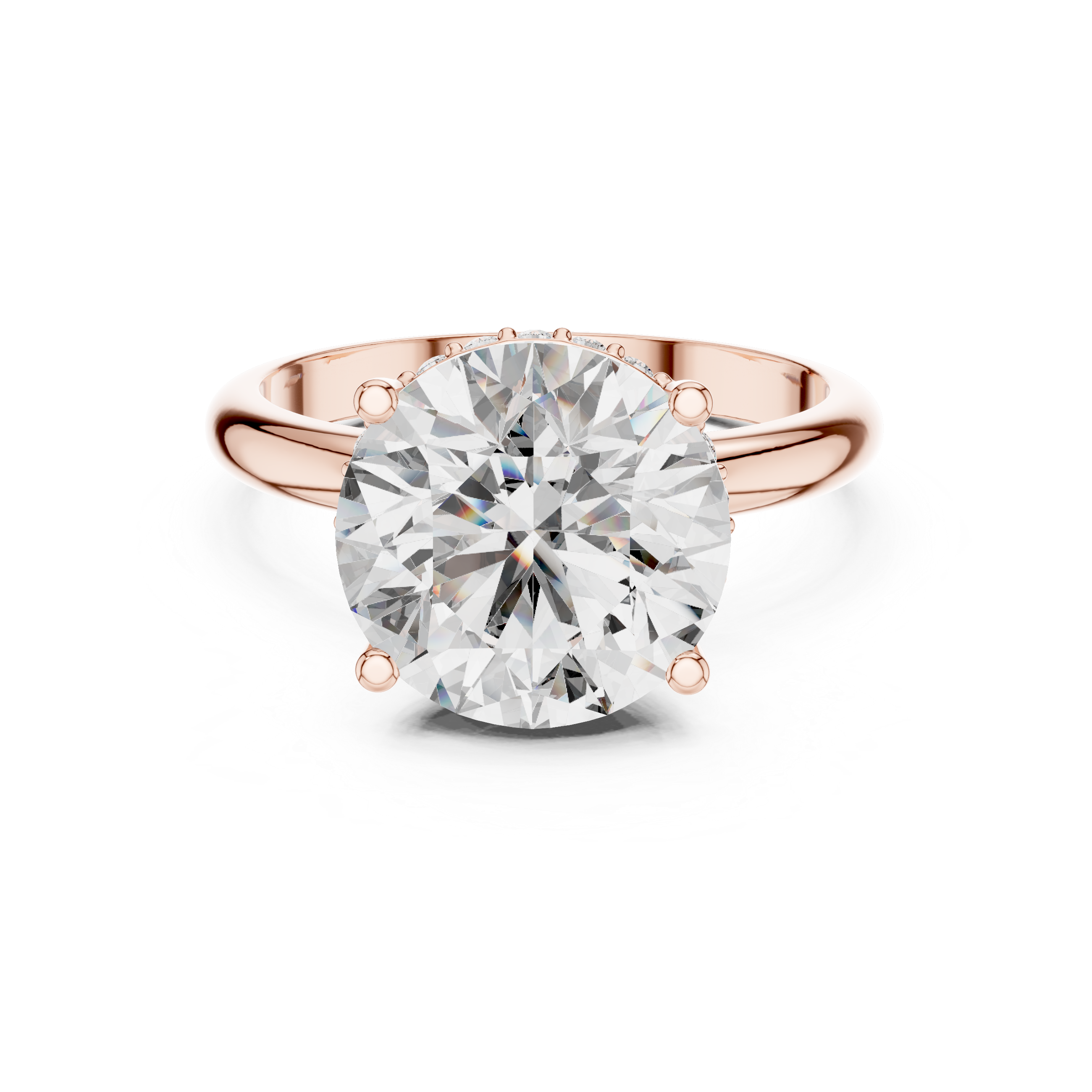The Empress 5.00 Ct. Round Brilliant Cut Diamond Ring with Hidden Halo in 14K Gold — Certified — Handcrafted