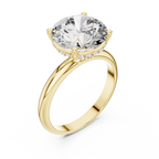 The Empress 5.00 Ct. Round Brilliant Cut Diamond Ring with Hidden Halo in 14K Gold — Certified — Handcrafted