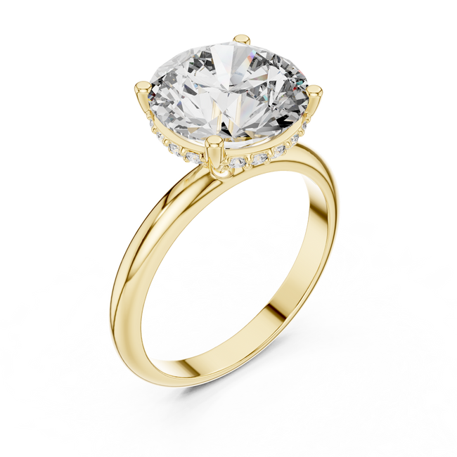 The Empress 5.00 Ct. Round Brilliant Cut Diamond Ring with Hidden Halo in 14K Gold — Certified — Handcrafted Main Image
