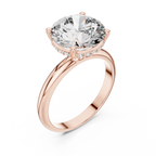 The Empress 5.00 Ct. Round Brilliant Cut Diamond Ring with Hidden Halo in 14K Gold — Certified — Handcrafted