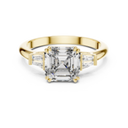 The Kensington 1.50 Ct. T.W. Asscher Cut with Tapered Baguette Diamond Ring in 14K Gold — Certified — Handcrafted