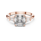 The Kensington 1.50 Ct. T.W. Asscher Cut with Tapered Baguette Diamond Ring in 14K Gold — Certified — Handcrafted