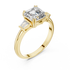 The Kensington 1.50 Ct. T.W. Asscher Cut with Tapered Baguette Diamond Ring in 14K Gold — Certified — Handcrafted