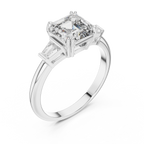 The Kensington 1.50 Ct. T.W. Asscher Cut with Tapered Baguette Diamond Ring in 14K Gold — Certified — Handcrafted