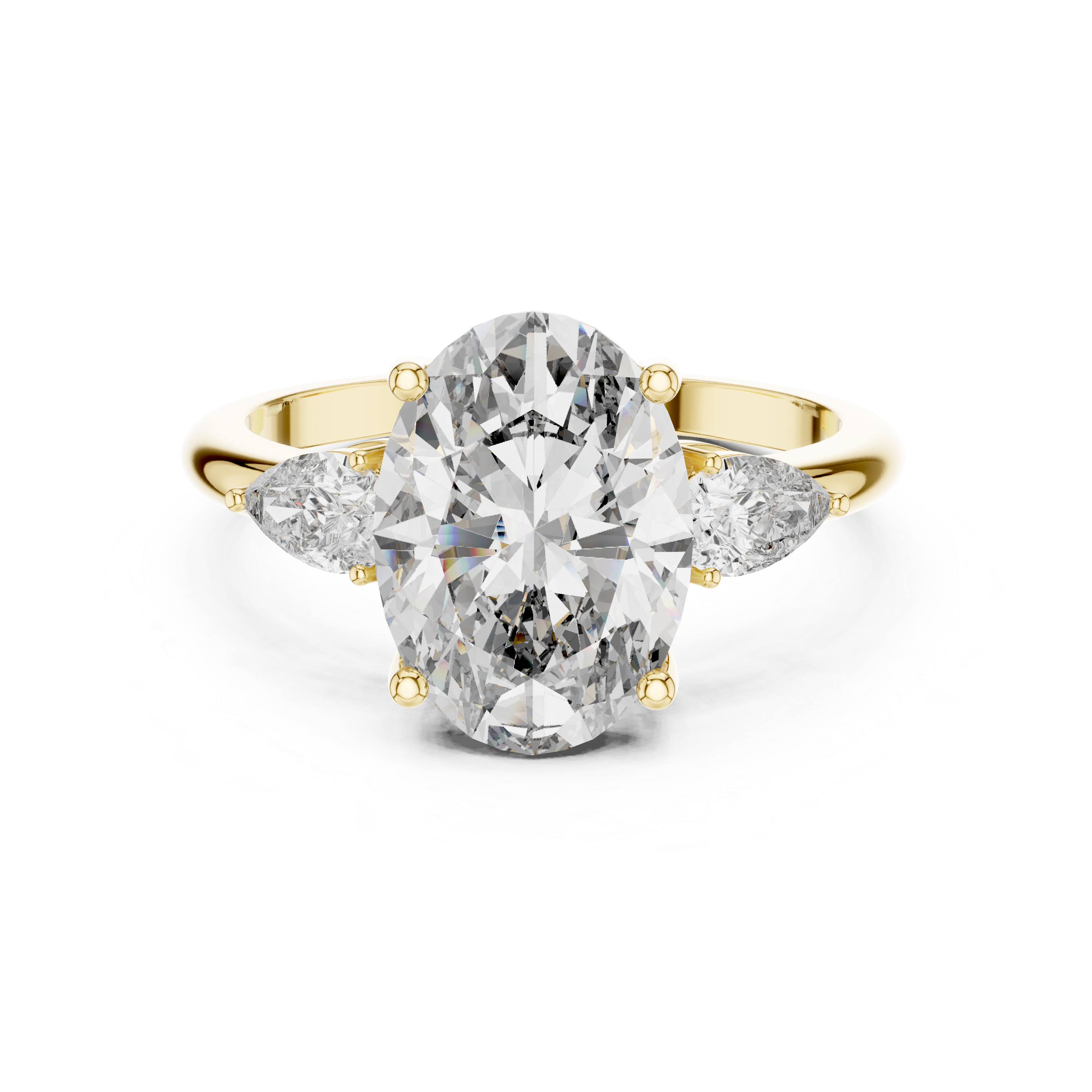 The Seraphina 2.50 Ct. T.W. Oval and Pear Three-Stone Diamond Ring in 14K Gold — Certified — Handcrafted