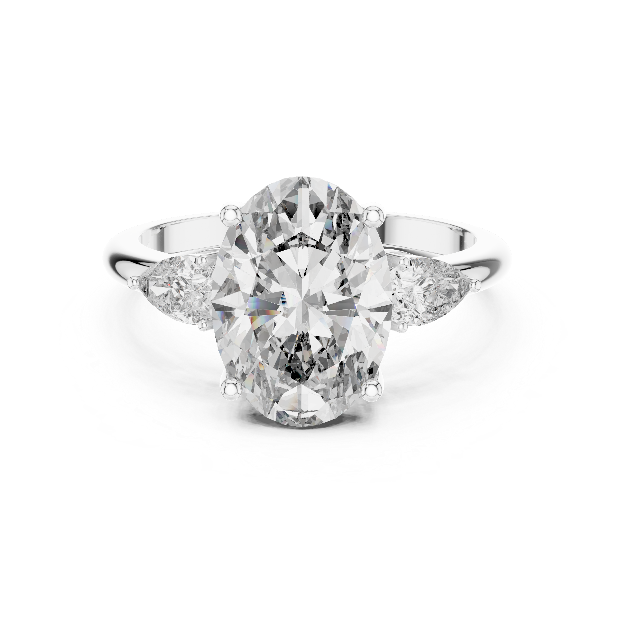 The Seraphina 2.50 Ct. T.W. Oval and Pear Three-Stone Diamond Ring in 14K Gold — Certified — Handcrafted
