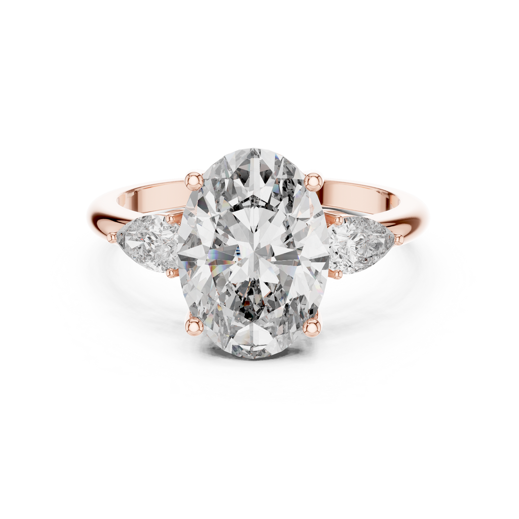 The Seraphina 2.50 Ct. T.W. Oval and Pear Three-Stone Diamond Ring in 14K Gold — Certified — Handcrafted