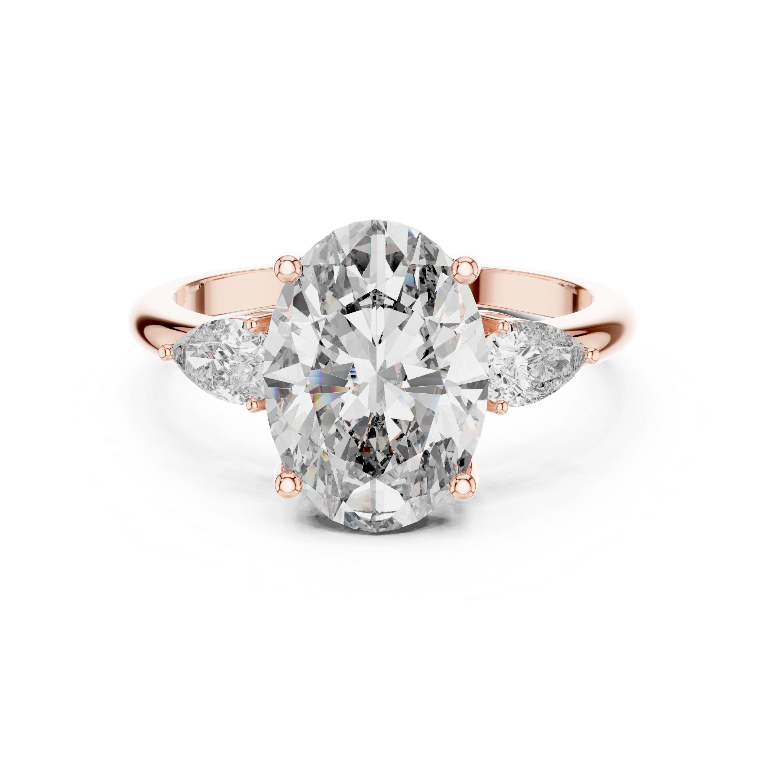 The Seraphina 2.50 Ct. T.W. Oval and Pear Three-Stone Diamond Ring in 14K Gold — Certified — Handcrafted