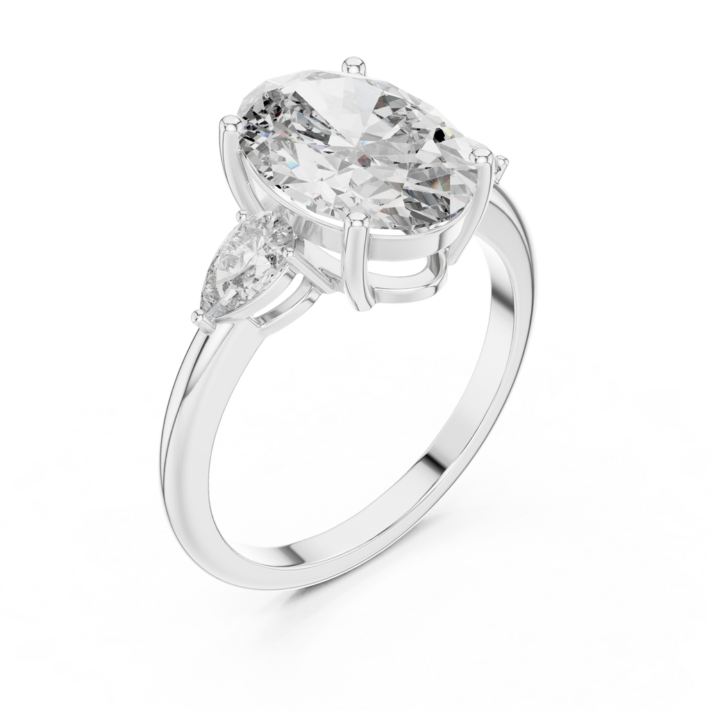 The Seraphina 2.50 Ct. T.W. Oval and Pear Three-Stone Diamond Ring in 14K Gold — Certified — Handcrafted