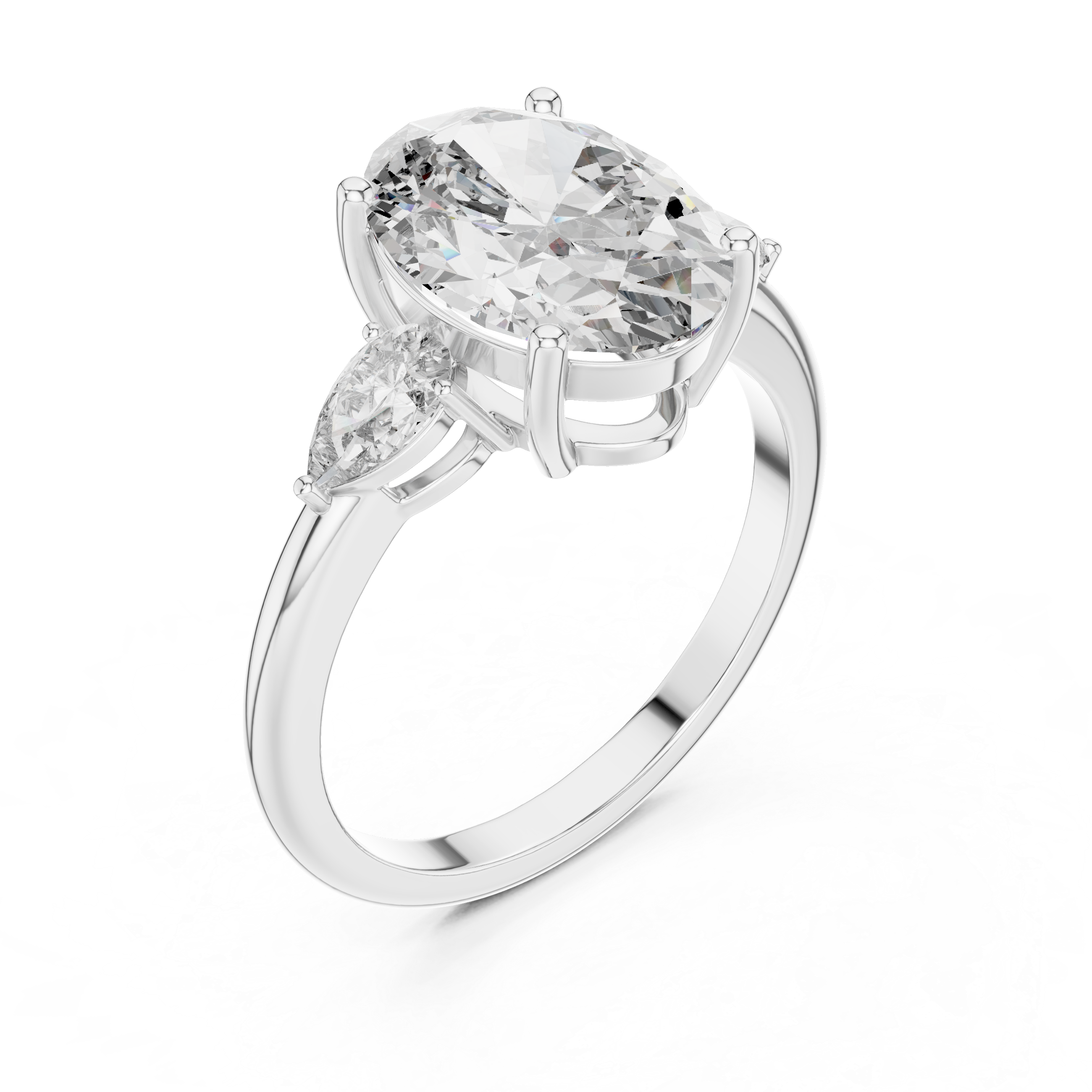 The Seraphina 2.50 Ct. T.W. Oval and Pear Three-Stone Diamond Ring in 14K Gold — Certified — Handcrafted