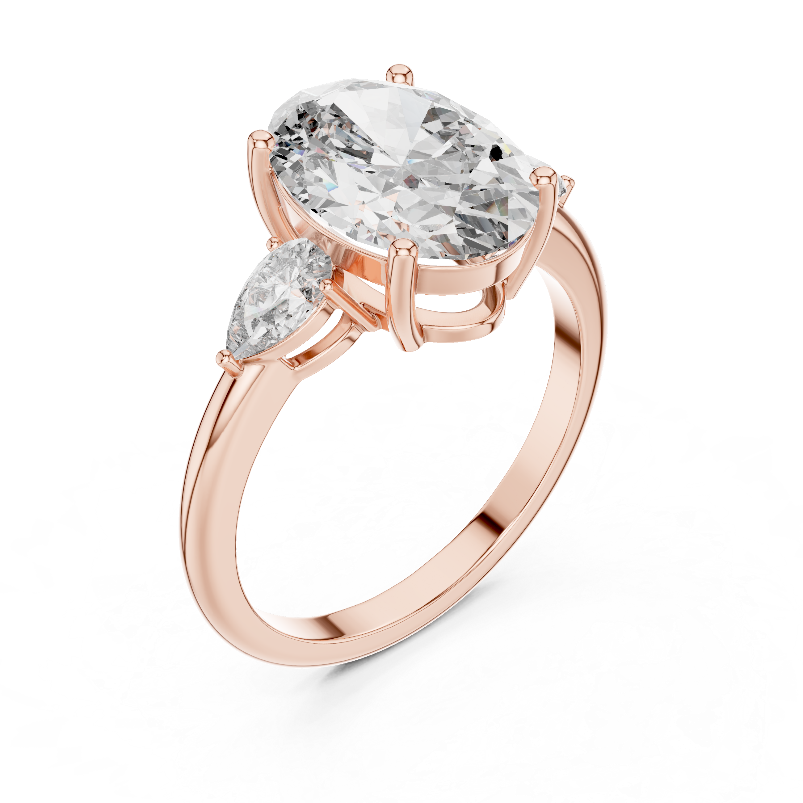The Seraphina 2.50 Ct. T.W. Oval and Pear Three-Stone Diamond Ring in 14K Gold — Certified — Handcrafted