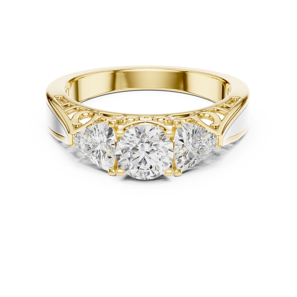 The Valencia 3.00 Ct. T.W. Vintage Two-Tone Round and Trillion Three-Stone Diamond Ring — Certified — Handcrafted