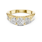 The Valencia 3.00 Ct. T.W. Vintage Two-Tone Round and Trillion Three-Stone Diamond Ring — Certified — Handcrafted