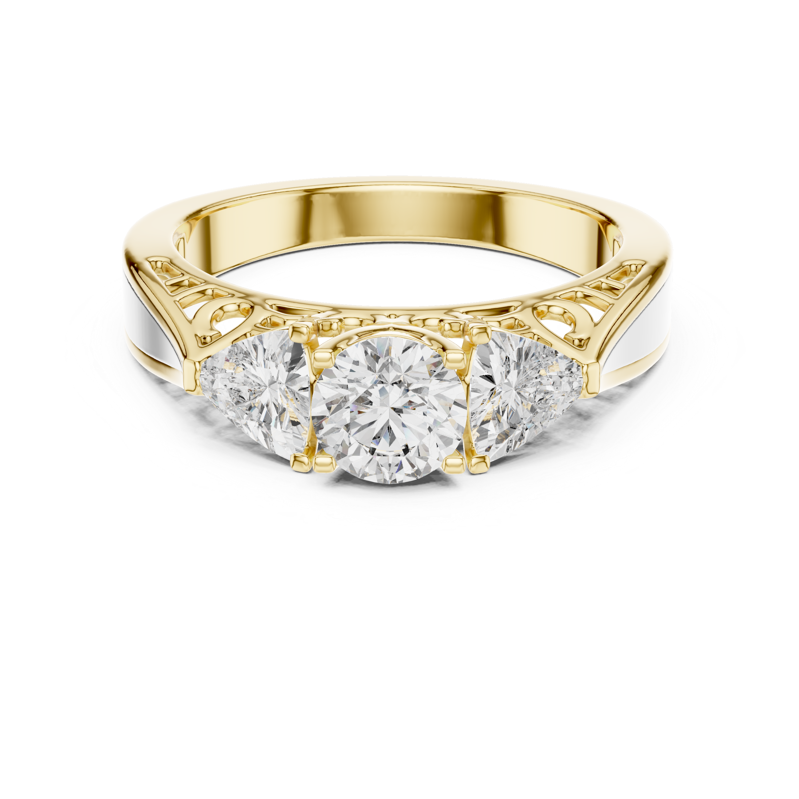 The Valencia 3.00 Ct. T.W. Vintage Two-Tone Round and Trillion Three-Stone Diamond Ring — Certified — Handcrafted