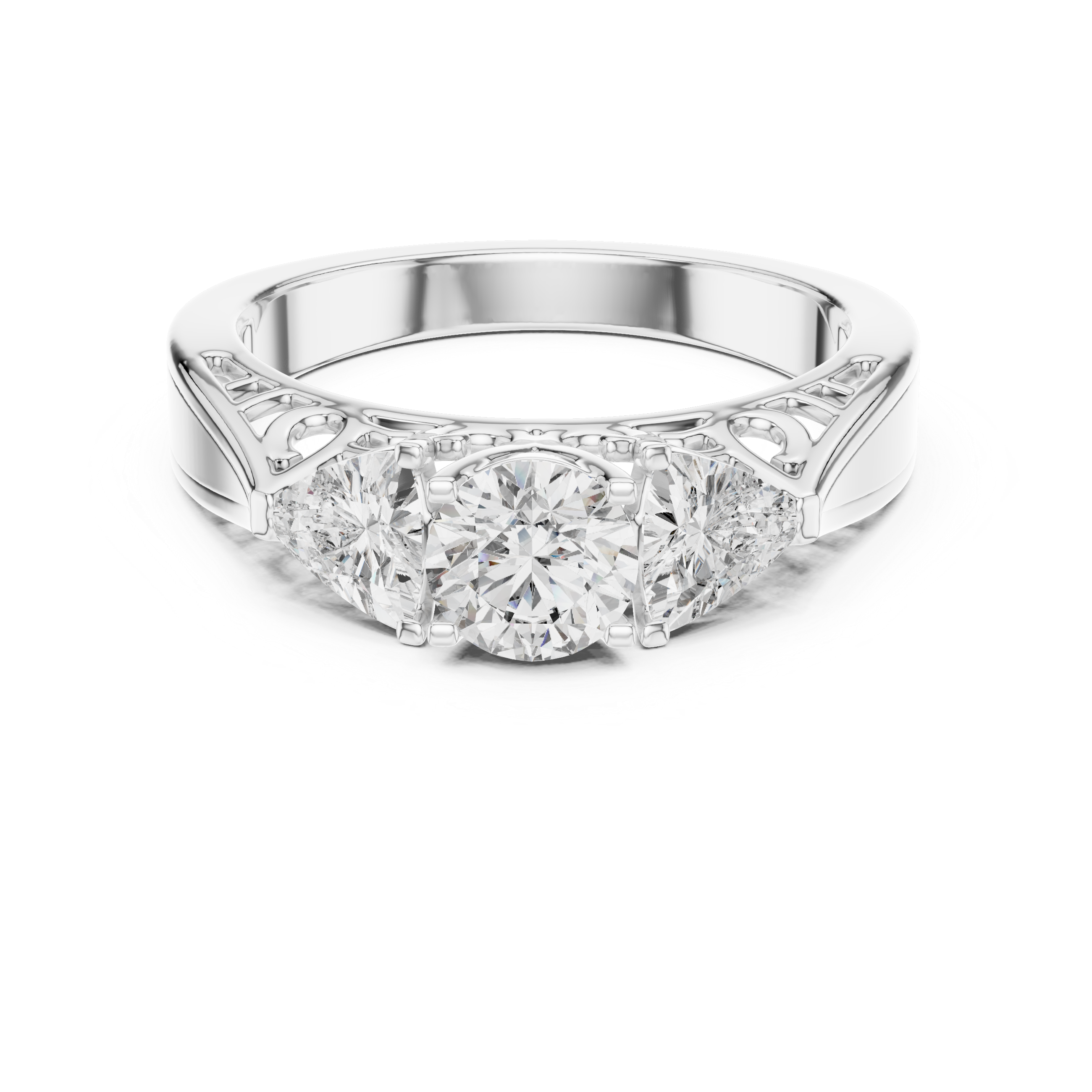 The Valencia 3.00 Ct. T.W. Vintage Two-Tone Round and Trillion Three-Stone Diamond Ring — Certified — Handcrafted