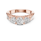 The Valencia 3.00 Ct. T.W. Vintage Two-Tone Round and Trillion Three-Stone Diamond Ring — Certified — Handcrafted