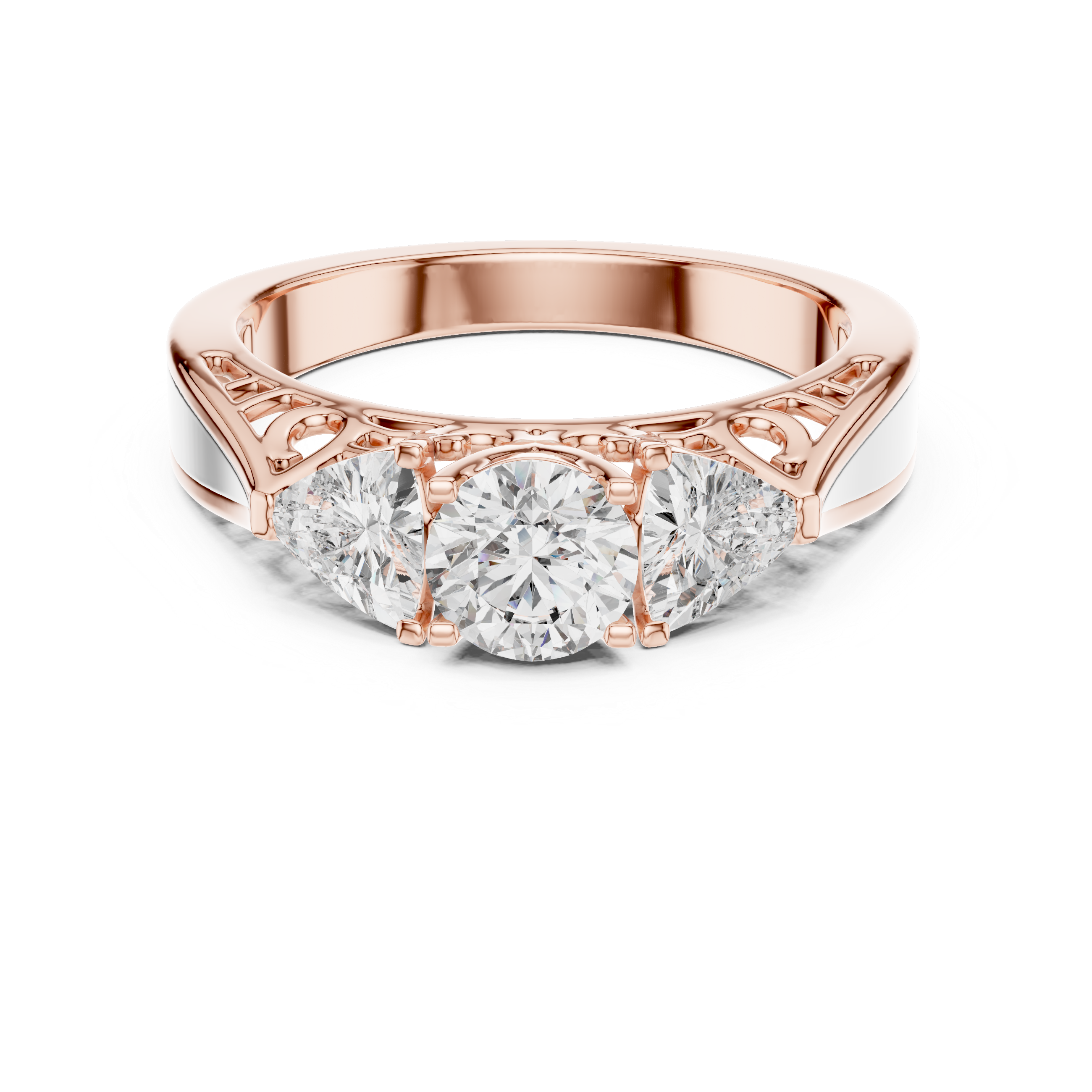The Valencia 3.00 Ct. T.W. Vintage Two-Tone Round and Trillion Three-Stone Diamond Ring — Certified — Handcrafted