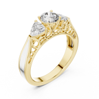 The Valencia 3.00 Ct. T.W. Vintage Two-Tone Round and Trillion Three-Stone Diamond Ring — Certified — Handcrafted