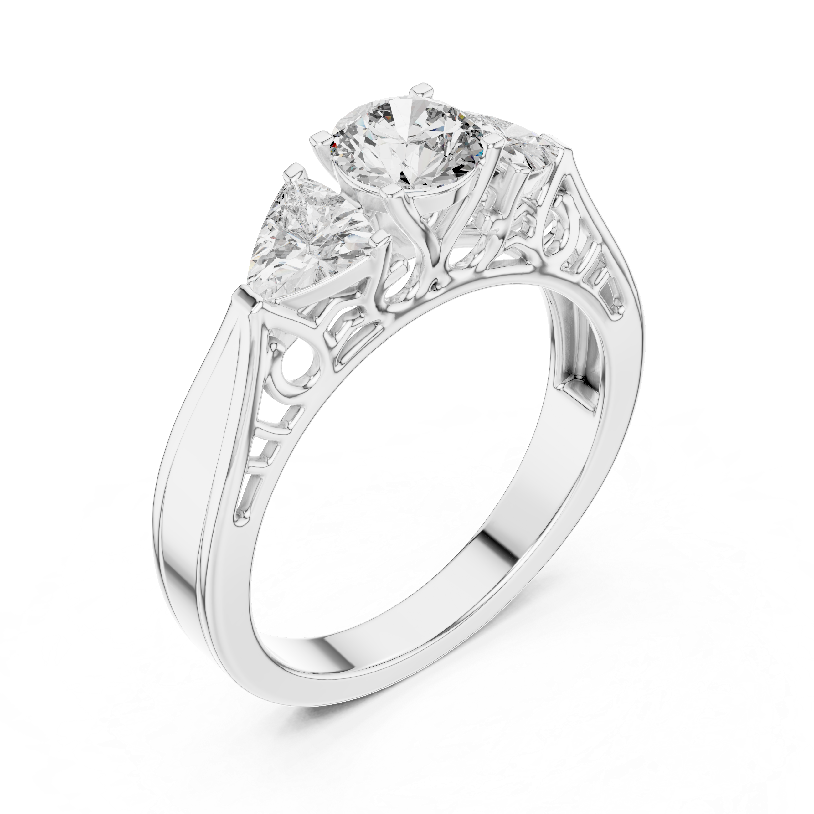 The Valencia 3.00 Ct. T.W. Vintage Two-Tone Round and Trillion Three-Stone Diamond Ring — Certified — Handcrafted