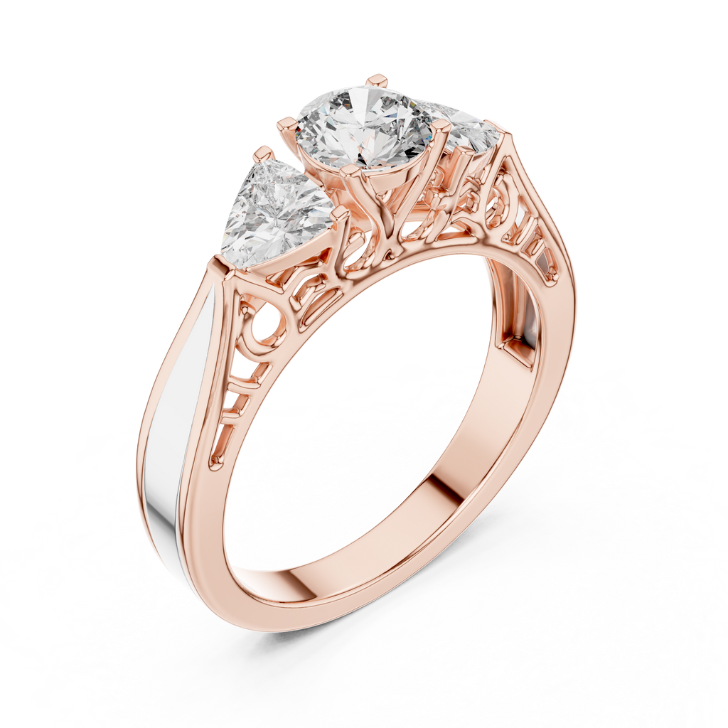 The Valencia 3.00 Ct. T.W. Vintage Two-Tone Round and Trillion Three-Stone Diamond Ring — Certified — Handcrafted