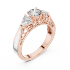 The Valencia 3.00 Ct. T.W. Vintage Two-Tone Round and Trillion Three-Stone Diamond Ring — Certified — Handcrafted